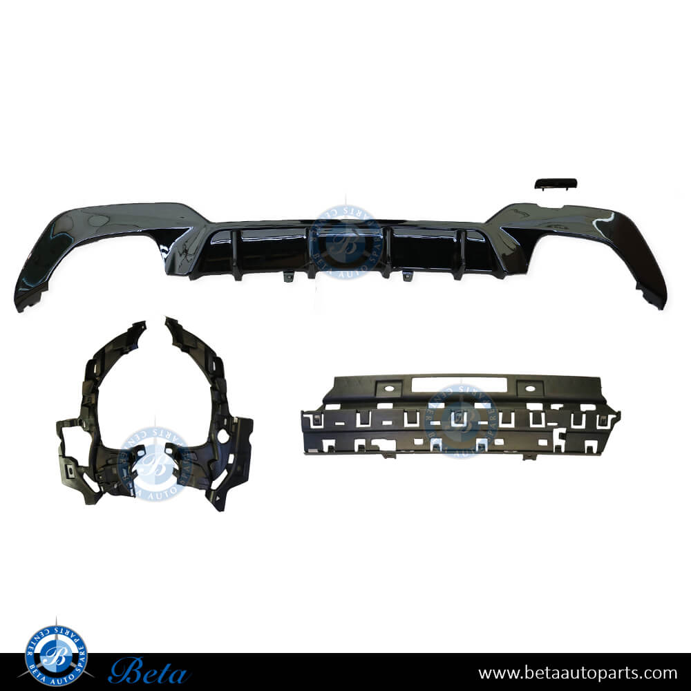 Rear Diffuser M-Performance Speed look for M340 Gloss Black color for BMW 3 Series G20 2019-Up models, Part Number 51192455856 / 51192455821 Rear Diffuser M-Performance Speed look for M340 Gloss Black color for BMW 3 Series G20 2019-Up models, Part Number 51192455856 / 51192455821
